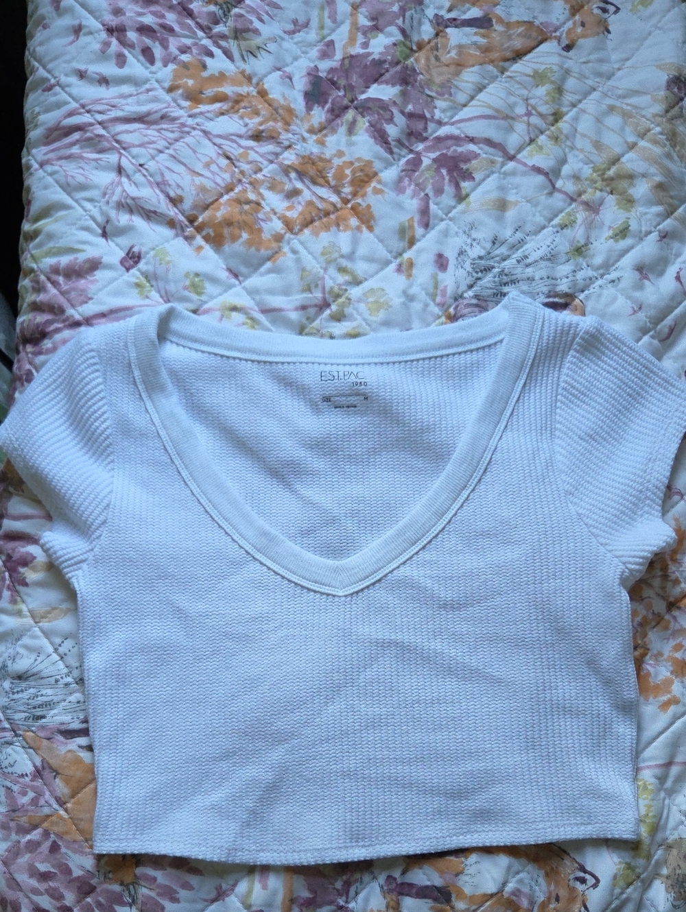 Tilly's White V-Neck Ribbed Crop Top